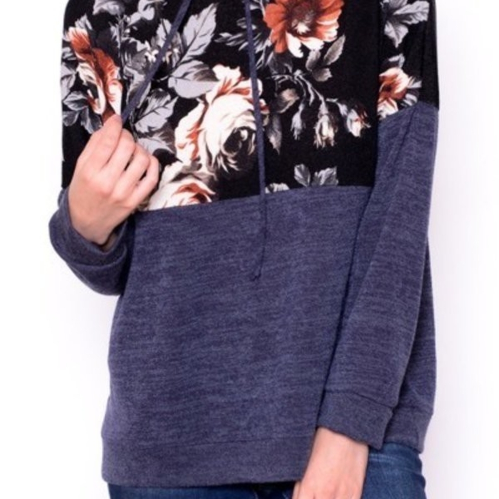 Black and White Long Sleeve Graphic Polo Hoodie